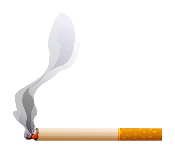 Queima Cigarro Com Vetor Fumaça Ilustração Isolada —  Vetores de Stock