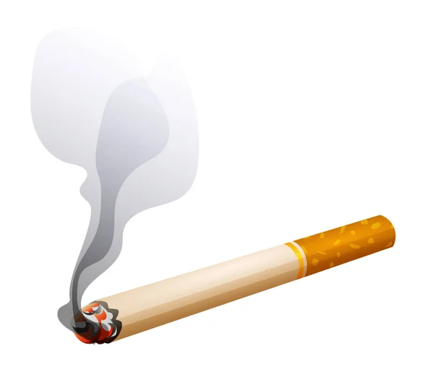 Queima Ilustração Vetor Cigarro Isolado Fundo Branco —  Vetores de Stock