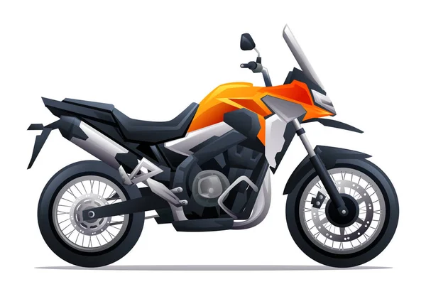 Avontuur Motorfiets Vector Cartoon Illustratie Geïsoleerd Witte Achtergrond — Stockvector