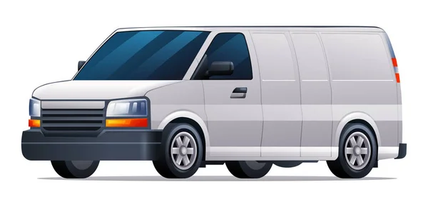 Nákladní Van Vektorová Ilustrace Van Auto Izolované Bílém Pozadí — Stockový vektor