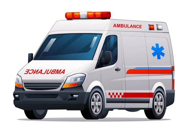 Stock vector Ambulance car vector illustration. Emergency medical service vehicle isolated on white background