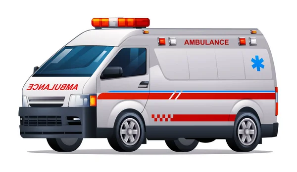 救急車ベクトルイラスト 白い背景に隔離された医療用バン車両 — ストックベクタ