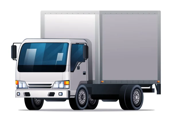 ボックストラックベクターイラスト 白い背景で隔離された貨物配達トラック — ストックベクタ