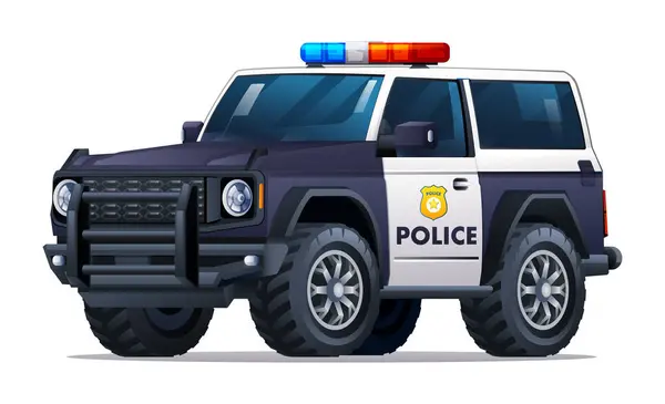 Ilustración Vectorial Policía Patrulla Vehículo Oficial Coche 4X4 Suv Aislado — Archivo Imágenes Vectoriales