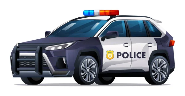 警察車ベクターイラスト パトロール公式車両 ホワイトバックグラウンドで隔離されたクルマ — ストックベクタ