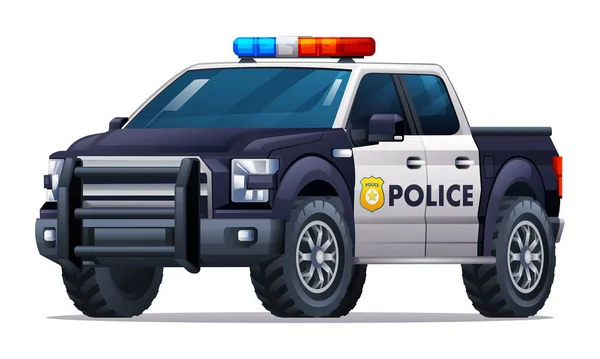 警车矢量图解 巡逻车 白色背景隔离的皮卡 — 图库矢量图片
