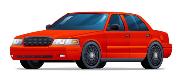 Car Vector Illustration Red Sedan Car Isolated White Background — Stock Vector