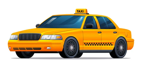 Sarı Taksi Aracı Çizimi Beyaz Arkaplanda Izole Edildi — Stok Vektör