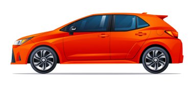 Araba vektör çizimi. Hatchback araba yan görünümü beyaz arkaplanda izole edildi
