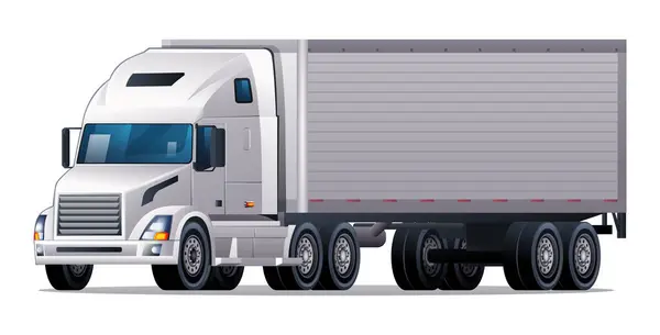 Container Truck Vector Illustratie Vrachtwagen Geïsoleerd Witte Achtergrond — Stockvector