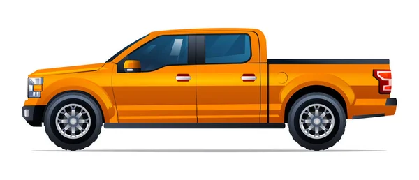 Pickup Truck Side View Vector Illustration Isolated White Background — Stock Vector