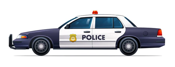 Illustration Vectorielle Vue Côté Voiture Police Véhicule Officiel Patrouille Urbaine — Image vectorielle
