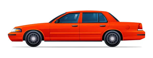 Ilustração Vetor Carro Vermelho Sedan Vista Lateral Carro Isolado Fundo — Vetor de Stock