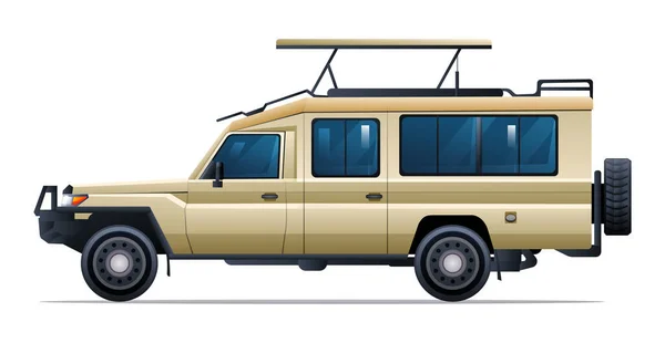 Safari Auto Seitenansicht Vektor Illustration Isoliert Auf Weißem Hintergrund — Stockvektor