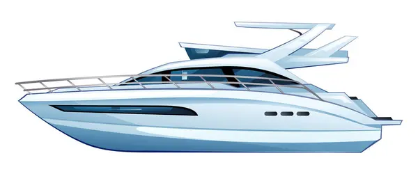 Speedboat Vektor Cartoon Illustration Jacht Isoliert Auf Weißem Hintergrund — Stockvektor