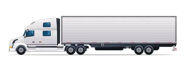 Container Truck Vector Illustratie Vrachtwagen Zijaanzicht Geïsoleerd Witte Achtergrond — Stockvector