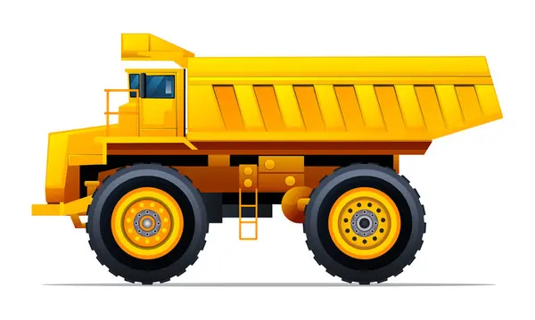 Dump Truck Zijaanzicht Vector Illustratie Zware Machines Bouwvoertuig Geïsoleerd Witte — Stockvector