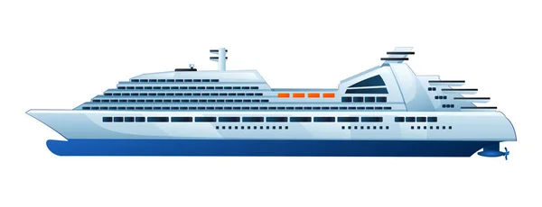 Sea Cruise Ship Vector Cartoon Illustration Isolated White Background — Stock Vector
