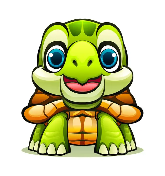 Cute Żółw Kreskówki Wektor Charakter Ilustracji — Wektor stockowy