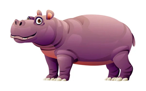 Illustration Vectorielle Dessin Animé Hippopotame Isolée Sur Fond Blanc — Image vectorielle