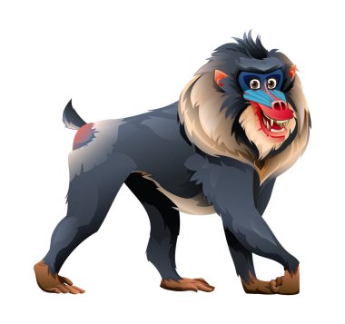 Babun çizgi film vektör çizimi beyaz arkaplanda izole edildi