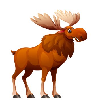 Beyaz arkaplanda izole edilmiş çizgi film geyik vektör çizimi