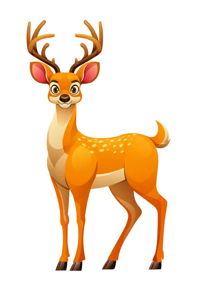 Cartoon Deer Vector Illustration Isolated White Background — Stock Vector