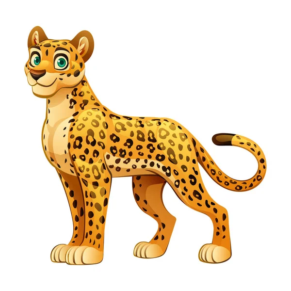 Leopardo Desenho Animado Ilustração Isolada Fundo Branco — Vetor de Stock