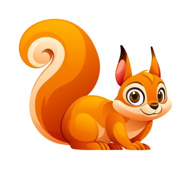 Şirin sincap çizgi film çizimi. Beyaz arkaplanda izole edilmiş vektör