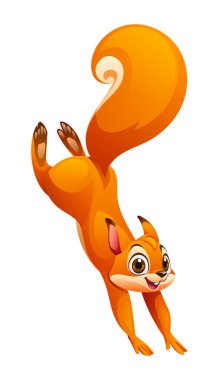 Çizgi film sincabı atlıyor. Vektör illüstrasyonu beyaz arkaplanda izole edildi