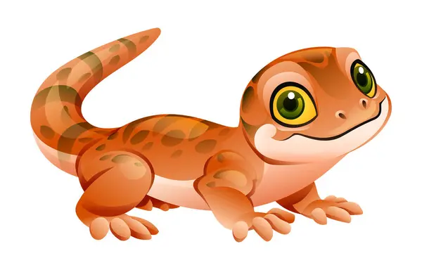 Cute Gecko Wektor Kreskówki Ilustracja Izolowane Białym Tle — Wektor stockowy
