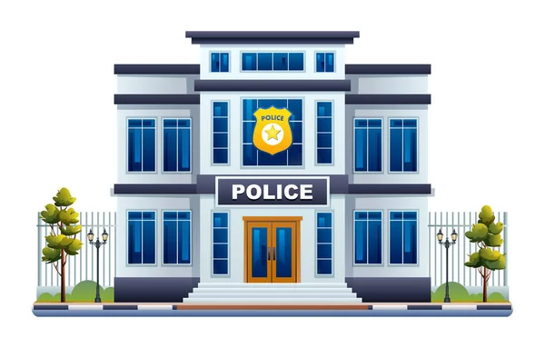 Rendőrőrs Épület Illusztráció Rendőrségi Iroda Vektor Elszigetelt Fehér Háttér — Stock Vector