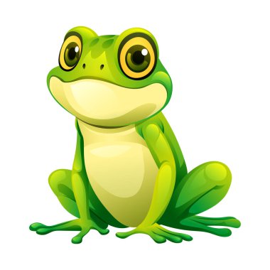 Çizgi film kurbağa vektör çizimi beyaz arkaplanda izole