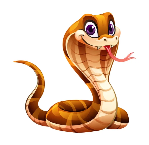 Cartoon Cobra Serpente Vettoriale Illustrazione Isolato Sfondo Bianco — Vettoriale Stock