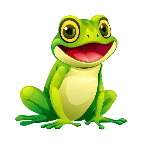 Cute Frog Wektor Kreskówki Ilustracja Izolowane Białym Tle — Wektor stockowy