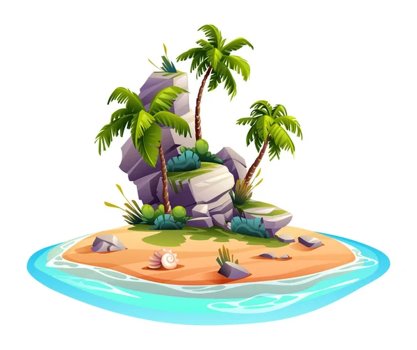 Illustration Vectorielle Des Dessins Animés Des Îles Tropicales Île Inhabitée — Image vectorielle