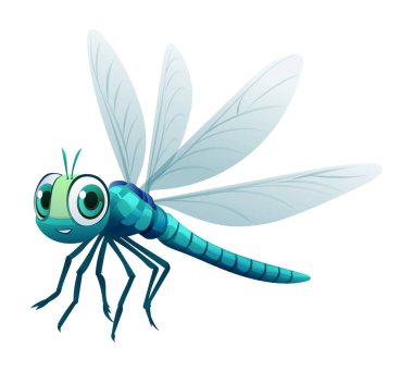 Beyaz arka planda izole edilmiş şirin yusufçuk çizgi film vektör çizimi