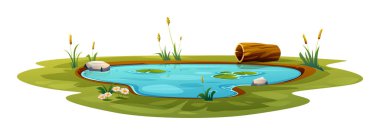 Doğal gölet vektör karikatürü izole edilmiş
