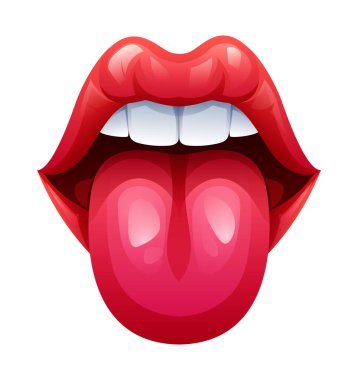 Ağız çizimi beyaz arka planda izole edildi. Vektör karikatürü