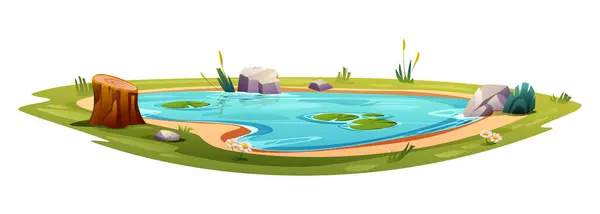 Natural Pond Illustration Vector Cartoon Isolated White Background — Stock Vector