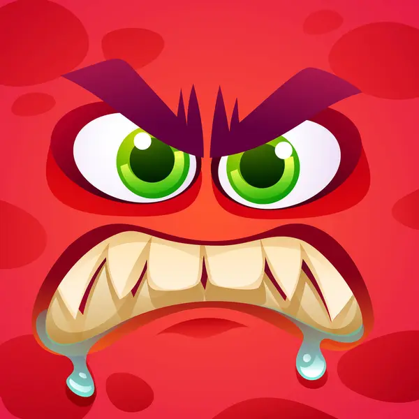 Cartoon Θυμωμένος Τέρας Έκφραση Πρόσωπο Χαρακτήρα Εικονογράφηση Διανύσματος — Διανυσματικό Αρχείο