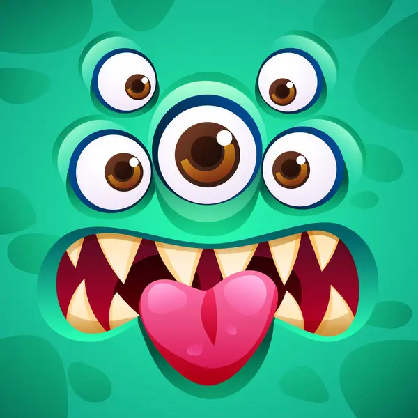 Funny Monster Showing Tongue Cartoon Character Face Expression Vector Illustration — Stock Vector