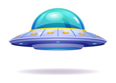 Ufo vektör çizimi. Tanımlanamayan uçan cisim. Beyaz arkaplanda izole