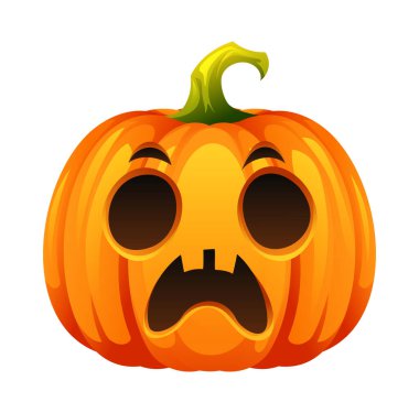 Hayal kırıklığına uğramış surat ifadesiyle Cadılar Bayramı balkabağı. Vektör çizgi film karakteri çizimi