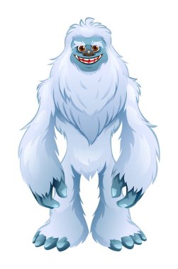 Yeti çizgi film karakteri. Canavar vektör çizimi beyaz arkaplanda izole edildi