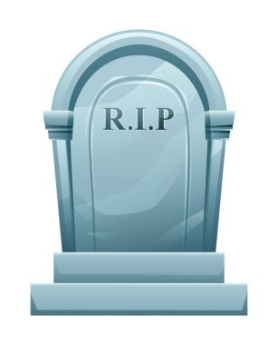 Tombstone vektör karikatür çizimi. RIP mezar taşı beyaz arkaplanda izole edildi.