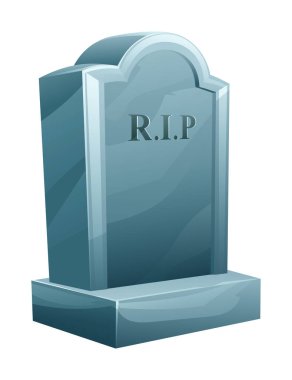 RIP mezar taşı vektör karikatür çizimi. Tombstone beyaz arkaplanda izole edildi