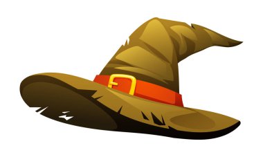 Kahverengi cadı şapka vektör çizimi beyaz arkaplanda izole edildi