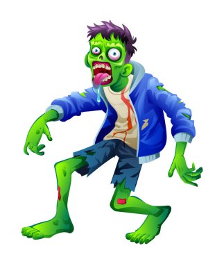 Scary zombie character illustration. Vector cartoon isolated on white background clipart