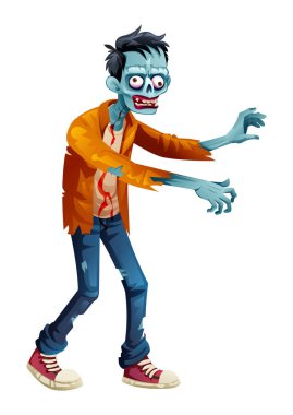 Zombi karakteri çizimi. Vektör karikatürü beyaz arkaplanda izole edildi